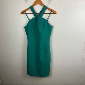 Adelyn Rae Green Halter Criss‎ Cross Sheath Dress Wedding Special Event NWT 8